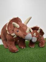 ของเล่นตุ๊กตาไดโนเสาร์สำหรับเด็ก Triceratops สเตโกซอรัสมังกรสายฟ้าตุ๊กตาตุ๊กตาแม่และเด็กหมอนของขวัญขนาดเล็กขนาดใหญ่ ~