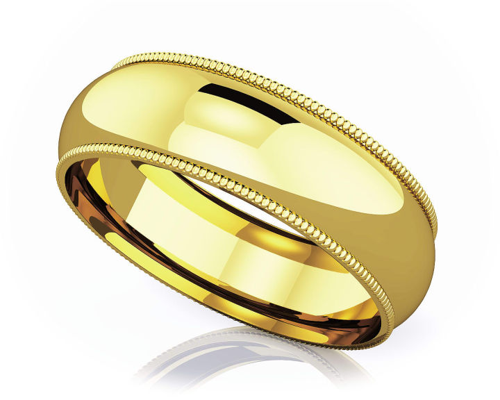 แหวนหมั้นทอง-18k-แบบเกลี้ยง-6-mm-milgrain-edge-romantic-classic