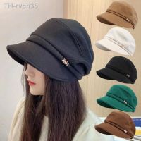 ▪▦ 2023 New Newsboy Cabbie Beret Cap Cotton Soft Hat for Warm Windproof Hats Detective with Brim