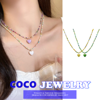 COCOJEWELRY ฤดูร้อนใหม่สีข้าวลูกปัดเย็บรักจี้สร้อยคอ