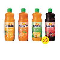 [พร้อมส่ง] Sunquick ซันควิกน้ำผลไม้ชนิดเข้มข้น 1000 มล.(แพ็ค 3 ขวด)  มีบริการปลายทาง