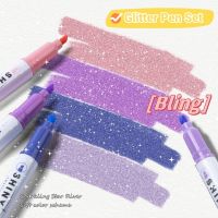 【LZ】●✟✢  Pastel Highlighter Canetas com Glitter Caneta Fluorescente Pintura Colorida Graffiti Canetas Brilhantes Marcadores Escola Material de Escritório Bonito 4Pcs por Conjunto