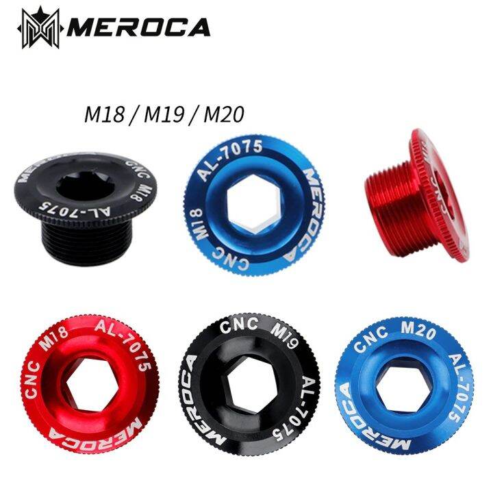 meroca-ฝาปิดขาจานกระโหลกกลวง-อลูมิเนียม-cnc-screw-mountain-bike-crank-cover-screws-m18-m19-m20-bolt-for-shimano-iamok