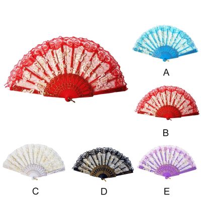 【cw】 Hollowed Folding Hand Practice Calligraphy Painting Wedding Ornament Silk Embroidery Fans