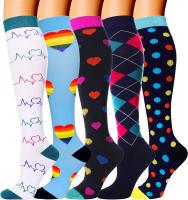 Compression Socks for Men and Women 20-30 MmHg 6 Pairs Per Set Nursing Athletic Sport Sock Soccer Basketball