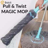 Dulcii Easy Mop สแตนเลสเช็ดทำความสะอาดพื้น VIDTECH Magic Twist แห้ง Wringing Squeeze Spin Mops Lap Lantai