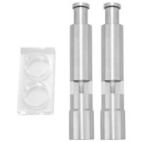 Salt and Pepper Grinder Set of 2, Pepper Mill Stainless Steel Salt Shaker Push-Button Manual Glass Salt and Pepper Set