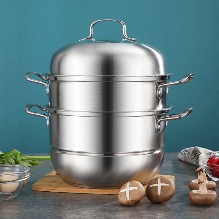 304 Stainless Steel 3-Tier/Layer Steam Cooker pot Kitchen Multi ...