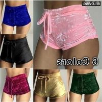 COD ETPZ1CS V SHOP Sexy Elegant Skinny Shorts Women Velvet Drawstring Shorts Casual High Waist