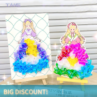 ?【Lowest price】TANG ของเล่นภาพวาดมือจินตนาการสนุกแบบทำมือระบายสีเจ้าหญิงแบบ DIY สติกเกอร์เติมสีโชว์ปริศนาการวาดชุดเด็กผู้หญิงตัวเล็กๆ