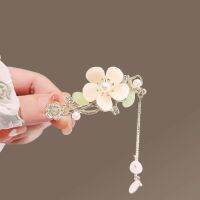 Fairy Yulan Flower tassel hair clip, female side bangs clip, high-end antique style Hanfu Qipao headdress hair accessories on the forehead  8XJO