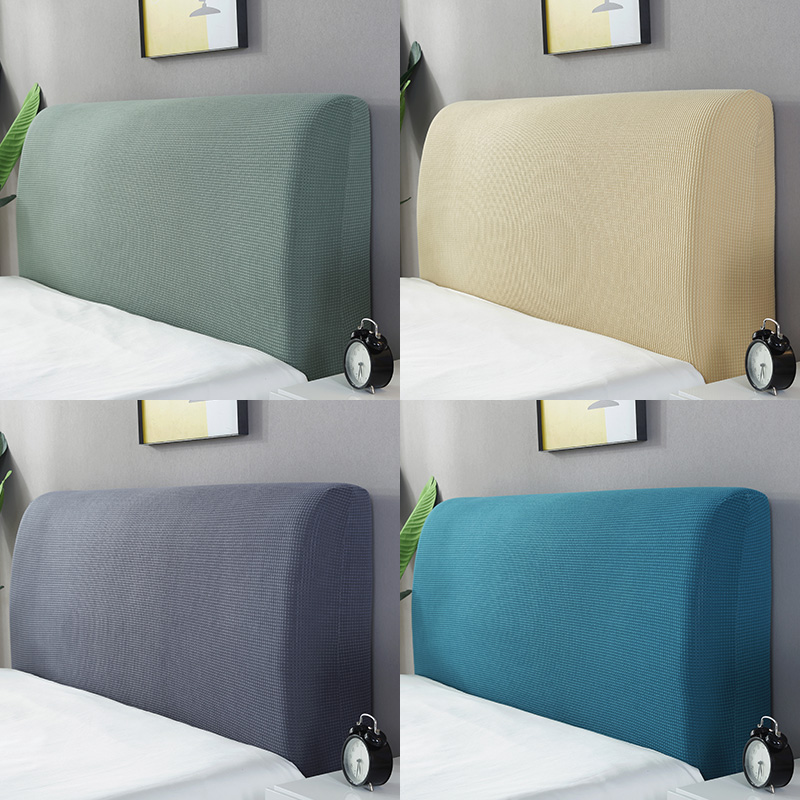 Solid Color Bed Headboard Slipcover Elastic Cover Bed Head Back Dust Protection 