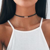 【CW】Gothic Style Black Rope Womens Neck Chain Choker Rope Necklaces Gold Color Beads Goth Jewelry 2021 Collar For Girl kpop Chocker