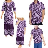 【YF】 Polynesia Samoa Puletasi Dad Mom Baby Boys Girls Clothes Father Son Shirt Set Mother And Daughter Dresses Family Matching Outfit