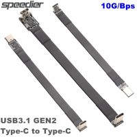 USB3.1 Kabel Ekstensi Lembut Fleksibel Data Datar Tipe C Jantan Ke Adaptor Pita Pendek Tipis Tipe C Betina Gen2 10G Kecepatan Penuh USB-C