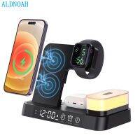 Wireless Charger 5 in 1 30W Charging Station Alarm Clock Night Light for iPhone 14 13 12 11 XR XS 8 iWatch 8 7 6 SE AirPods Pro