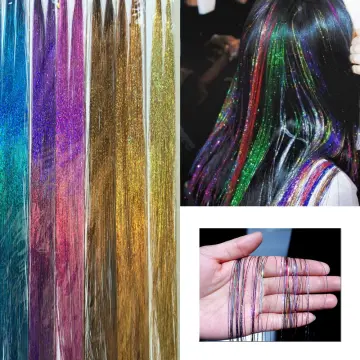 Sparkle Shiny Hair Tinsel Rainbow Strands Dazzles Women Hippie For