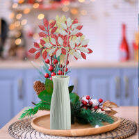 [Zeberdany] 12Pcs Xmas Tree Glitter Leaves Party พลาสติกที่ละเอียดอ่อนและสง่างามเหมือนจริง DIY ตกแต่งต้นคริสต์มาส