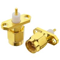 RF Coaxial Adapter SMA Male 2-Hole Panel Mount Flange Solder Post Plug Jack Connector Pack of 2 Electrical Connectors