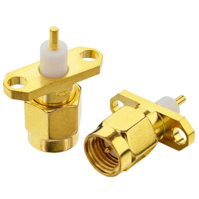 RF Coaxial Adapter SMA Male 2-Hole Panel Mount Flange Solder Post Plug Jack Connector Pack of 2 Electrical Connectors
