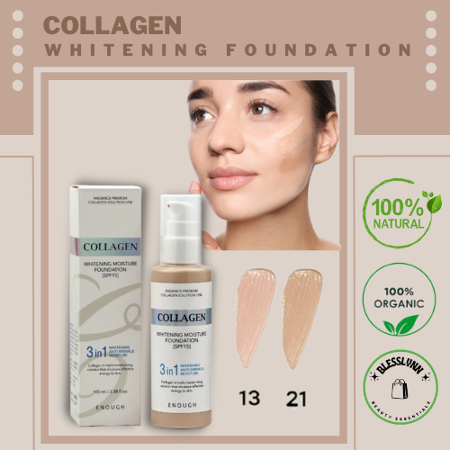 3 in 1 Collagen Whitening Moisture Foundation with SPF 15, Anti ...