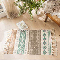 Nordic Cotton And Linen Rug Floor Ethnic Style Carpet Door Tassel Foot Small Rug Bedroom Non-slip Geometric Rug For Living Room