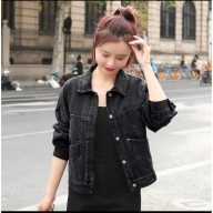 [HCM][Bigsize] Áo Khoác Jean Nữ Đen Chéo Túi Trên Mirror Túi Trên Đối Xứng Chuẩn Shop Chiwawa 40-65Kg thumbnail