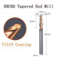 HRC62 Solid Carbide Ball Nose Tapered End Mills cnc แกะสลักบิตแกะสลัก Router Bits Taper ไม้โลหะ Milling cutters endmill