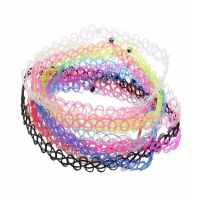 【CC】 12Pcs/Set Fishline Chokers Stretch Gothic Punk Elastic Hollow Necklace Set Jewelry Hip Hop