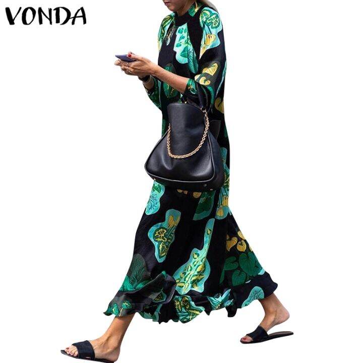 vonda-women-casual-print-long-sleeve-ruffle-party-long-dress