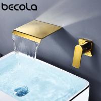 Becola สีดำด้าน/ก็อกห้องน้ำโครเมียมชุดฝักบัว,ก๊อกน้ำอ่างล้างจานน้ำตกติดกำแพงก๊อกอ่างน้ำสำหรับล้างก๊อกผสมน้ำร้อนและน้ำเย็น