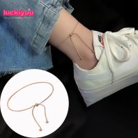 【Luckiyou】Women Adjustable Titanium Steel Chain Ankle Bracelet Girls Vintage Fashion Simple Thin Chain Anklet Female Foot Beach Jewelry Gift