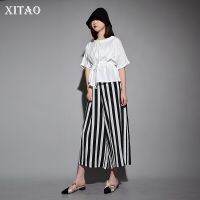 XITAO Blouse Solid Color Simplicity Women Shrink Waist Shirts