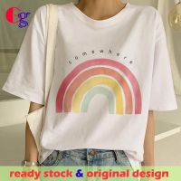 rainbow tshirt High Quality Women cat geometric summer plus Size female color block puppy t shirt top t-shirt art tee trend scary