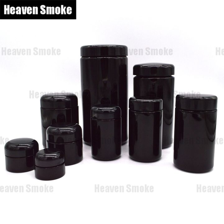 1PCS 15Ml To 1000Ml Black Ultraviolet Glass Wax Oil UV Container Dab BHO  Concentrate Jars Airtight Smell Proof Herb Grinder Container