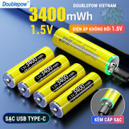 Pin AA Sạc 1.5V USB Type-C Li-ion Doublepow 3400mWh Pin Dùng cho Micro