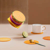 [High-End ถ้วย] น่ารัก Burger ถ้วย Pad ฉนวนกันความร้อนแฮมเบอร์เกอร์ Pcemat กาแฟ Coaster ห้องครัวตาราง Home Decor สำหรับบนโต๊ะอาหารแก้ว8ชิ้นเซ็ต