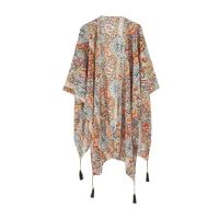 FN946N Swimsuit Cover-Ups for Womens Bikini Cardigan Kimono Print Long Beach Coverup