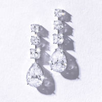 SWAN - MultiShape Pear Drop Earring ต่างหูเงินแท้ ต่างหูระย้า ฝังเพชรคิวบิกเซอร์โคเนีย cubic zirconia