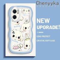 เคส Chenyyka สำหรับ Xiaomi Xiaomi MI Redmi 10 5G Note 11E 5G Redmi 11 Prime เคสการ์ตูนน่ารักลายกระต่ายครีมคลื่นขอบกันกระแทกแบบใสนิ่มเคสมือถือโปร่งใสลายกล้องถ่ายรูปสร้างสรรค์เรียบง่ายฝาครอบป้องกันอ่อนโยน