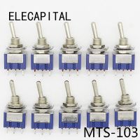 10Pcs ON-OFF-ON 3 Pin 3 Position Mini Latching Toggle Switch AC 125V/6A 250V/3A Electrical Circuitry  Parts