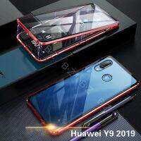 （A New sale）✁02. Y9 Huawei 2019เคสดูดซับแรงกระแทกโลหะเคสโทรศัพท์แม่เหล็กสองกระจกด้านข้างที่สำคัญ