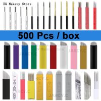 500pcs Lamina Eyebrow Tattoo Blade Microblading Permanent Makeup Tattoo Needle Blades Tebori for Micro Tattoo Machine Manual Pen