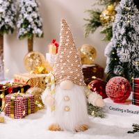 【CW】 1Pc Christmas Gnome Plush Doll 30 Cm Fabric Christmas Decoration Faceless LED Light For Decorate Christmas Festival Shelf