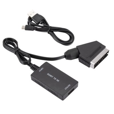 SCART to Converter with Cable HD Adapter 720P 1080P Video Audio Converter Adapte for TV Monitor Projector