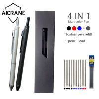 AICRANE บอลโลหะ Set Pulpen ปากกาหลายสี4 In 1ตัวเซนเซอร์แรงโน้มถ่วงปากกาลูกลื่น3ปากกาลูกลื่นสีและ1ดินสอกดออฟฟิศเครื่องเขียนในโรงเรียน