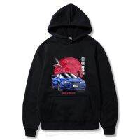 เสื้อมีฮู้ดผู้ชายอะนิเมะเริ่มต้น D สำหรับรถ JDM R34เส้นขอบฟ้า GT-R แนวสตรีทญี่ปุ่นเสื้อมีฮู้ดแขนยาวลำลองโอเวอร์ไซส์