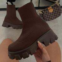 20212021 Autumn Winter New Couple Socks Shoes Women Thick-soled Casual Large Size Net Red Knitted Short Boots Women botas de mujer