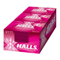 Halls ฮอลล์ ลูกอมสอดไส้ กลิ่นราสพ์เบอร์รี่ แผง 8 เม็ด x 18 แผง