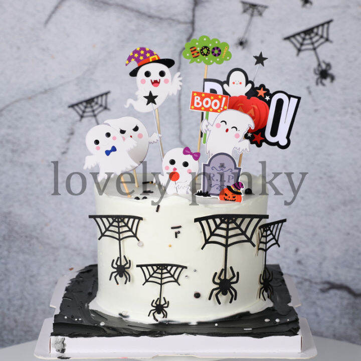 พร้อมส่ง-ป้ายปักเค้กแต่งขนมฮัลโลวีน-happy-halloween-รูปผี-ฟักทอง-หมวกแม่มด-บ้านผีสิง-เทศกาลฮัลโลวีน-ป้ายแต่งเค้ก